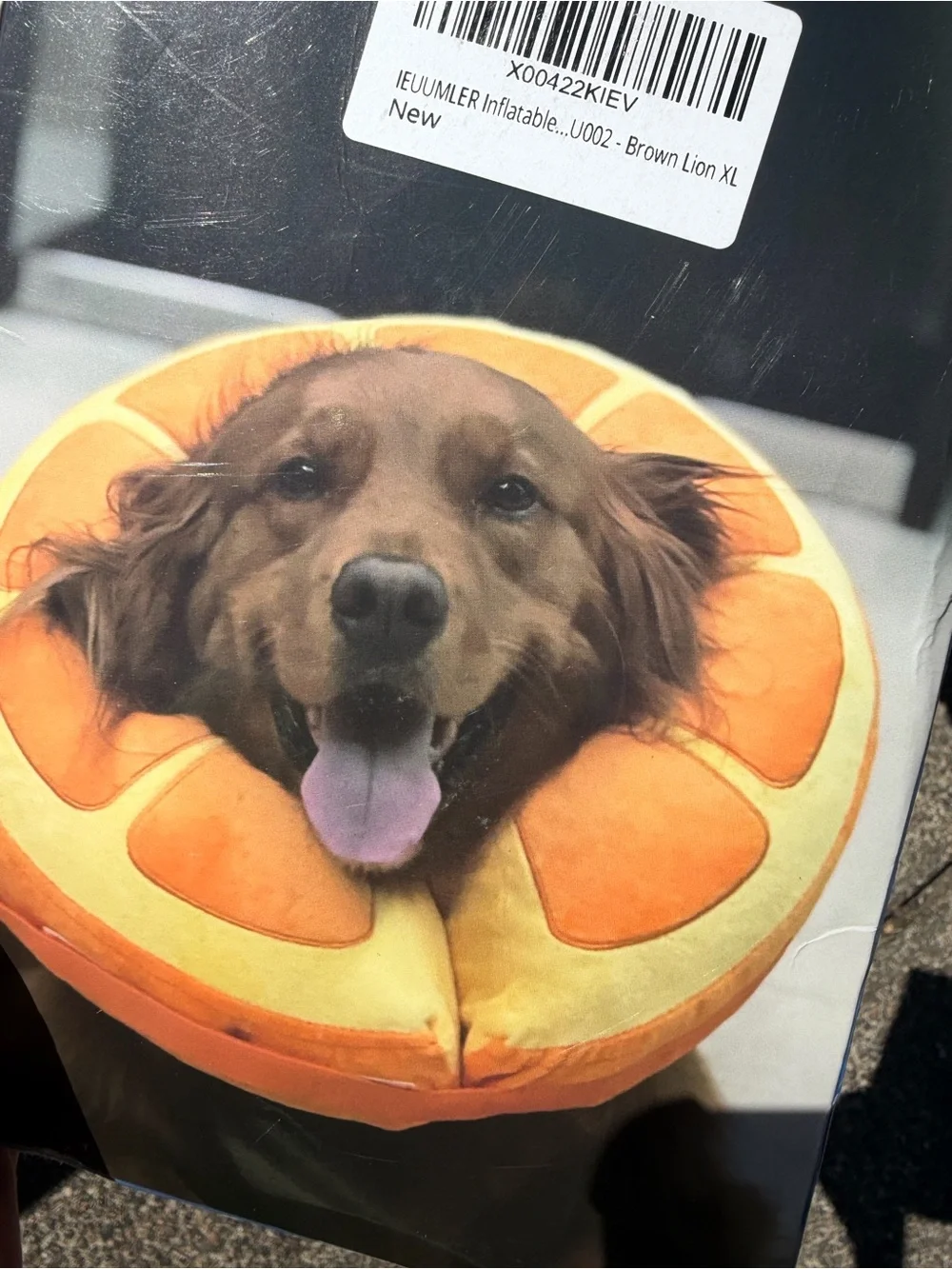 IEUUMLER Brown Lion XL Inflatable Dog Surgery Collar